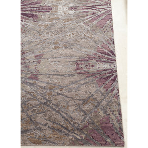 Alfombra Kavi Gris y Negra de Lana y Seda de Bambú Anudada a Mano, Diseño Teoría del Caos, Patrón Abstracto Rectangular para Sala de Estar Juvenil Esk-400 - Product Image 4