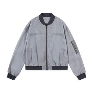 Blouson aviateur unisexe en toile de haute qualité coupe-vent à col tournant avec avant et support OEM pour hommes - Product Image 3