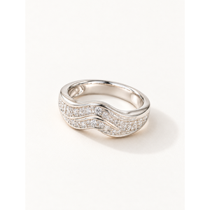 Celeste Wave Gold-Plated Stainless <b>Steel</b> Geometric CZ <b>Ring</b> - Product Image 1