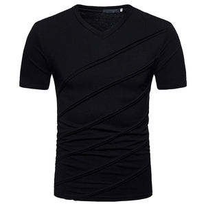 Venta al por mayor para hombre de nuevo diseñador de la calle cuello en V transpirable Casual gimnasio entrenamiento estilo de la calle Slim Fit cuello en V camiseta - Product Image 4