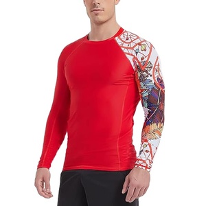 Wholesale Custom Printed Long Sleeve MMA Rash Guard Spandex Heat-Transfer UPF50+ Breathable Quick Dry Anti-Bacterial <b>Compression</b> - Product Image 6