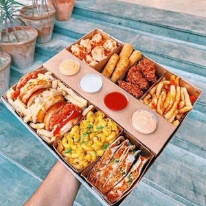 Tùy chỉnh thiết kế charcuterie tông Takeaway thức ăn nhanh Burger chăn thả hộp Platter bao bì <span class=keywords><strong>container</strong></span> với Dipping cup Divider - Product Image 1