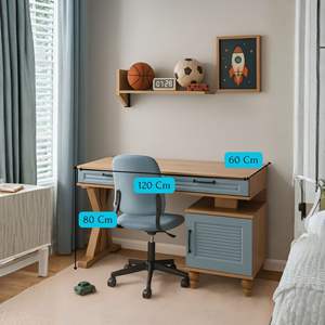 Escritorio de Estudio Azul Arion Kids con Diseño Moderno y Ergonómico, Cuerpo de MDF y Patas de Madera para Uso Escolar - Product Image 2