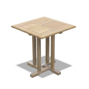 Mesa de Bar Cuadrada Moderna de Madera de Teca Maciza, Base Cruzada Resistente, Duradera, de Altura Elevada para Uso en Interiores/Exteriores, Muebles de Comedor Comerciales de Lujo - Product Image 5
