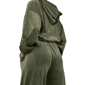 Custom Women's Clothing Heavy Weight Zip up Sweatsuits Tracksuit Latest Design Baggy Two Piece Zip up Hoodie and <b>Sweatpants</b> <b>Set</b> - Product Image 1