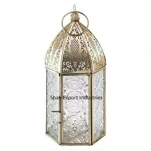Meilleure qualité métal fer verre bougie lanterne cuivre fini pour la maison Ramadan décoration suspendu et lanterne de table - Product Image 6