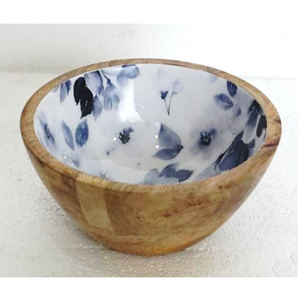 Cuencos de madera esmaltados impresos, utensilios de cocina y restaurantes y diseño japonés hecho a mano, cuenco para servir aperitivos de forma redonda pulida segura - Product Image 1