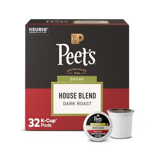 Café Peet's, dosettes de café individuelles torréfaction foncée sans caféine, 100% Arabica - Mélange maison sans caféine, 32 unités - Product Image 1
