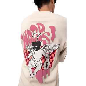 เสื้อยืดผ้าฝ้าย100% สำหรับผู้ชายทรงหลวมโอเวอร์ไซส์แห้งเร็วป้องกันรอยยับออกแบบได้ตามต้องการ - Product Image 5