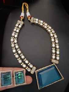 Top fabricant indien de qualité supérieure multicolore AD CZ Polki bijoux de mode de mariée élégants pour fille - Product Image 6