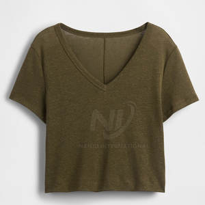 Offre Spéciale Top court à col en V de la meilleure qualité quantité minimale de commande bas femmes légères Top court à col en V pour la vente en ligne - Product Image 5