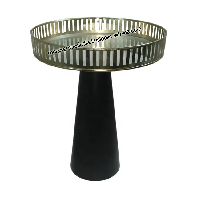 factory Cheap Price Golden Mirror Tray With Cone Base Iron Side Table Metal Round End Table for Indoor And Out Door