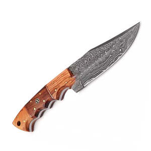 Couteau de chasse en acier damas fait à la main couteau Skinner couteau à lame fixe manche en bois - Product Image 1