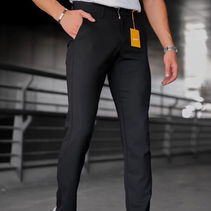 Men's Regular Fit Brown Straight Waist <b>Dress</b> Pants Comfortable Midweight Cotton Waterproof Breathable Business Daily <b>Plus</b> <b>Size</b> - Product Image 1