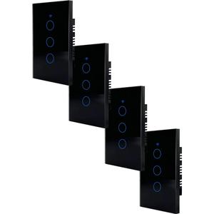 Interruptor Inteligente para el Hogar, MXTUM-004, 4 Piezas, 4x3 Vías, 2.4GHz, 100-250V AC, 50-60Hz, 300W por Vía, 10A, Negro. - Product Image 1