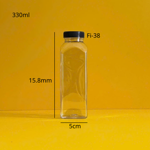 Botella de bebida de plástico transparente PET de forma cuadrada de 330ml con tapón de rosca para jugo y agua Eco-Friendly Fabricado en Vietnam - Product Image 2
