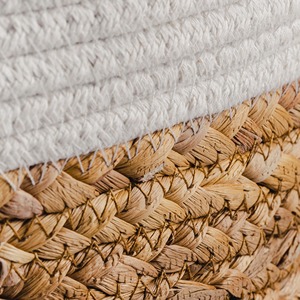 Panier en jacinthe d'eau vietnamien pour le rangement, le coton et le tissage, panier à couture, organisateur de garde-manger, maison à la maison - Product Image 3