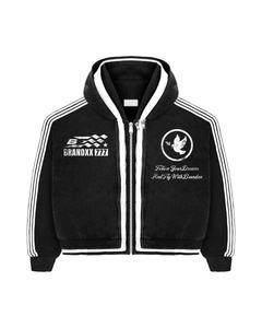 Sweat à capuche oversize en coton de haute qualité pour hommes avec patch de broderie personnalisé et fermeture éclair Streetwear strass pour l'automne - Product Image 1