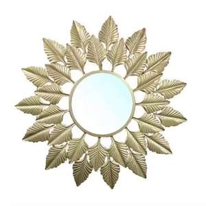 Decoración de marco de Metal de latón de nuevo estilo con diseño de espejo transparente Marco de espejo decorativo de último diseño de hoja con estilo - Product Image 6