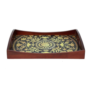 Meilleure vente Plateau de service en bois imprimé émaillé Livraison rapide Plateau de service Outils de cuisine uniques Plateaux décoratifs de table - Product Image 4