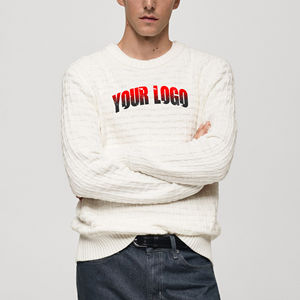 Pull en maille pour homme de haute qualité, décontracté et tendance, 100% coton, chaud, col rond, hiver, anti-froissement, respirant - Product Image 1