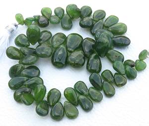 Perles de pierres précieuses en améthyste naturelle et en vesuvianite en forme de poire, 159 carats, 8-13,5 mm, vertes, colliers en vesuvianite, pierres précieuses en vrac, 8,5 pouces - Product Image 3