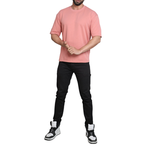 T-shirt pour homme en coton 100% léger, surdimensionné, coupe ample, personnalisable, blanc, pour un confort élégant - Product Image 1