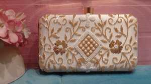 Sac à main pochette brodé, travail au miroir, fait main en Inde, polyester durable, grande capacité, imperméable, cadeau de mariage, utilisation festive pour femmes - Product Image 2