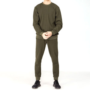 Survêtement personnalisé pour hommes avec propre logo motif solide Sports de plein air Sweats à capuche et pantalons de survêtement à col rond Vêtements d'entraînement décontractés - Product Image 1