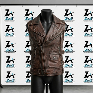 Hot Sale Stylish New Design High Quality <b>Leather</b> <b>Biker</b> <b>Vest</b> Winter Motorcycle Motorbike Outerwear Men Waterproof - Product Image 1