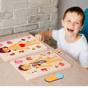 Jouets Montessori en bois pour enfants, puzzles sur les organes du <span class=keywords><strong>corps</strong></span> <span class=keywords><strong>humain</strong></span>, jouet éducatif, activités d'apprentissage pour la maternelle, planche d'activités - Product Image 2