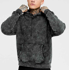 Sudadera con Capucha para Hombre de Alta Calidad y Bajo Precio, Lavada al Ácido, Mezcla de Poliéster/Algodón, Transpirable, de Secado Rápido, con Bolsillo Térmico, 340g, para Invierno - Product Image 4