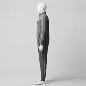 Men <b>Charcoal</b> Gray Tracksuit Set Full Zip Athletic Jacket <b>Jogger</b> Pants Sportswear Training Gym Running Fitness Casual Activewear - Product Image 2