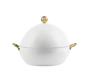 Ensemble de 4 plats de chauffe-plats en acier plaqué or de qualité supérieure conçus pour réchauffer les aliments de table lors des mariages et de la restauration hôtelière - Product Image 3
