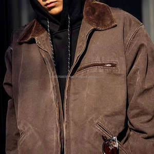 Veste de travail personnalisée en toile de canard robuste effet vieilli, doublée, style ouvrier vintage Detroit, veste de charpentier épaisse pour travaux lourds - Product Image 3