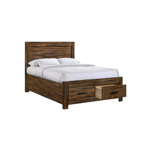 Lit traditionnel à panneaux en bois avec plate-forme de rangement pour l'ameublement de la chambre à coucher - Product Image 1