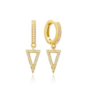 Boucles d'oreilles en argent sterling 925 faites à la main en forme de triangle, bijoux fins tendance, vente en gros turque - Product Image 2