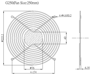 SYMBANG Taiwan G250 Essential 250mm <b>Metal</b> <b>Fan</b> Guard with 3-Year Warranty ODM/OEM Customization for Efficient Airflow Ventilation - Product Image 2