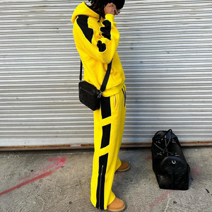 ชุดจ็อกเกอร์แบบมีซิปสั่งทำพิเศษ กางเกงสเวตแพนท์แบบปะติดปะต่อ เสื้อฮู้ดปักลาย กางเกงสไตล์คาร์โก้ทรงบาน เสื้อฮู้ดสเวตเชิ้ต - Product Image 3