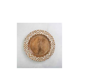 Assiette de chargeur en bois massif Assiette de chargeur de service de fruits alimentaires Forme ronde et produit Offre Spéciale - Product Image 4