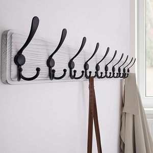 Optimized Product Name Rustic Heavy-Duty Wooden Wall Mounted Coat <b>Rack</b> Black Rustic Style With Multiple Hooks for Hanging Clothe - Product Image 4