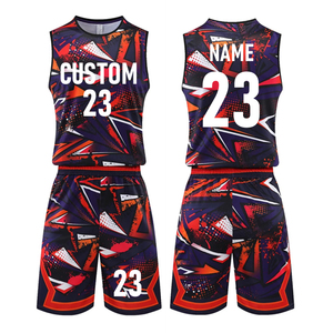 Conjunto de Uniforme de Baloncesto Personalizado con Estampado, Cuello Redondo, Uniforme para Adultos, Chaleco de Entrenamiento, Pantalones Cortos con Doble Bolsillo, Traje Deportivo 100% - Product Image 1