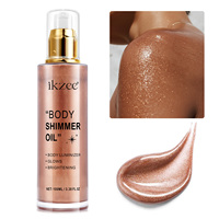 Huile corporelle scintillante IKZEE 100ML Or Rose Marque Privée Éclaircissante Longue Durée Éclat Visage Huile Scintillante pour Femme