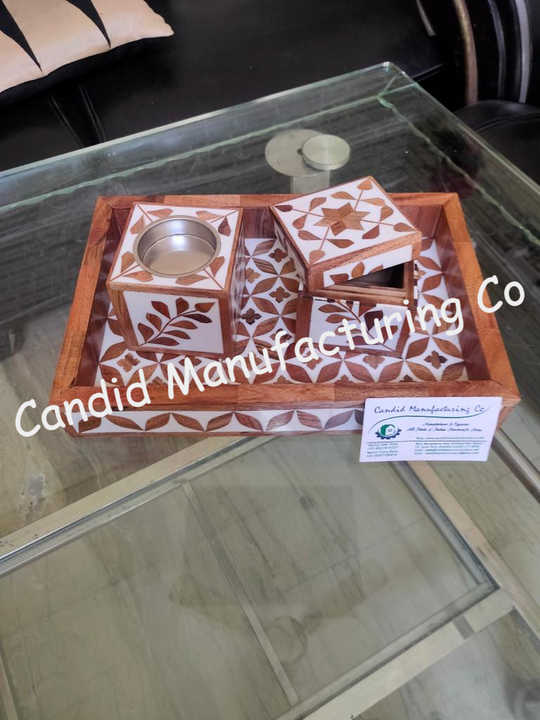 Cheap Price Gift for Eid Gift New Design Mother of Pearl Round Serving Tray Ramadan Gifts MOP Tray With Mobkhar and MOP Box Set