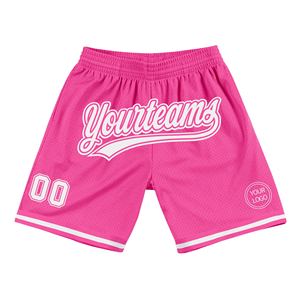 Industrie Direct Engro Sportswear Short de basket-ball confortable personnalisé rose blanc authentique - Product Image 1