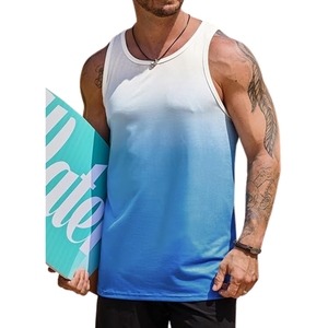 Wholesale Gym Tank Top Men Casual Summer Vest Style Sportswear Lightweight Material Drop Armhole Cut Crew Neck Tank Tops for Men - Product Image 5