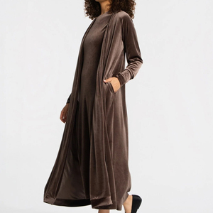 Bata de dormir de algodón y bambú para mujer, suave, de terciopelo, pijama de manga larga para mujer, ropa de estar sostenible para mujer - Product Image 2