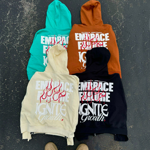OEM personnalisé hommes sweats à capuche vintage fermeture éclair sweats à capuche solide français éponge surdimensionné lourd coton soleil délavé acide sweats à capuche hommes - Product Image 2