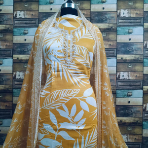 Salwar Kameez élégant non structuré soie coton femmes décontracté Salwar Kameez haute qualité sérigraphie Style ethnique costume tout indien - Product Image 1