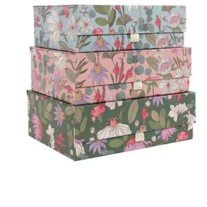 Boîtes de rangement avec couvercles aimant et ruban bleu vert rose Floral <span class=keywords><strong>carton</strong></span> papier souvenir coffret moderne et élégant décor à la maison - Product Image 1